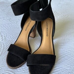Lucky Brand Black Heels with Block Heel and Ankle Strap - New, Never Worn!